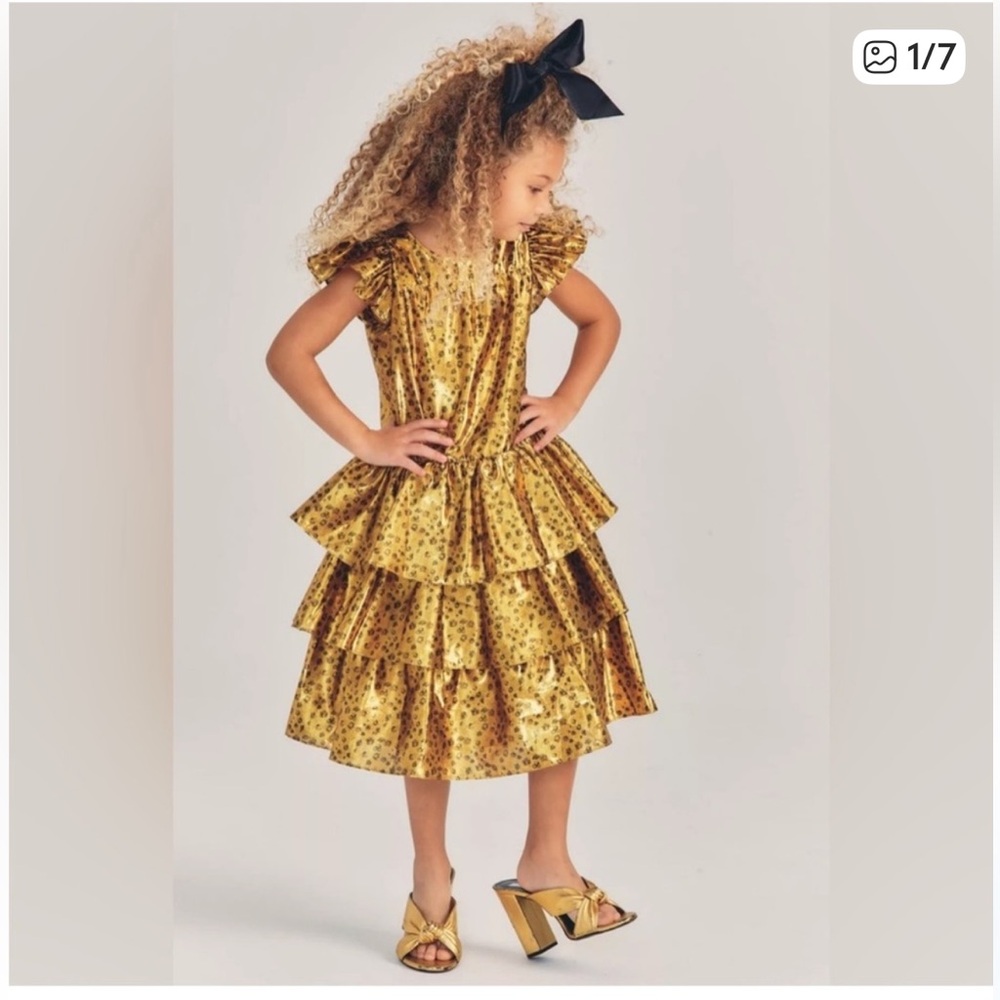LoveShackFancy Camilla Safari Gold Tiered Party Christmas Dress NWT ** $195**